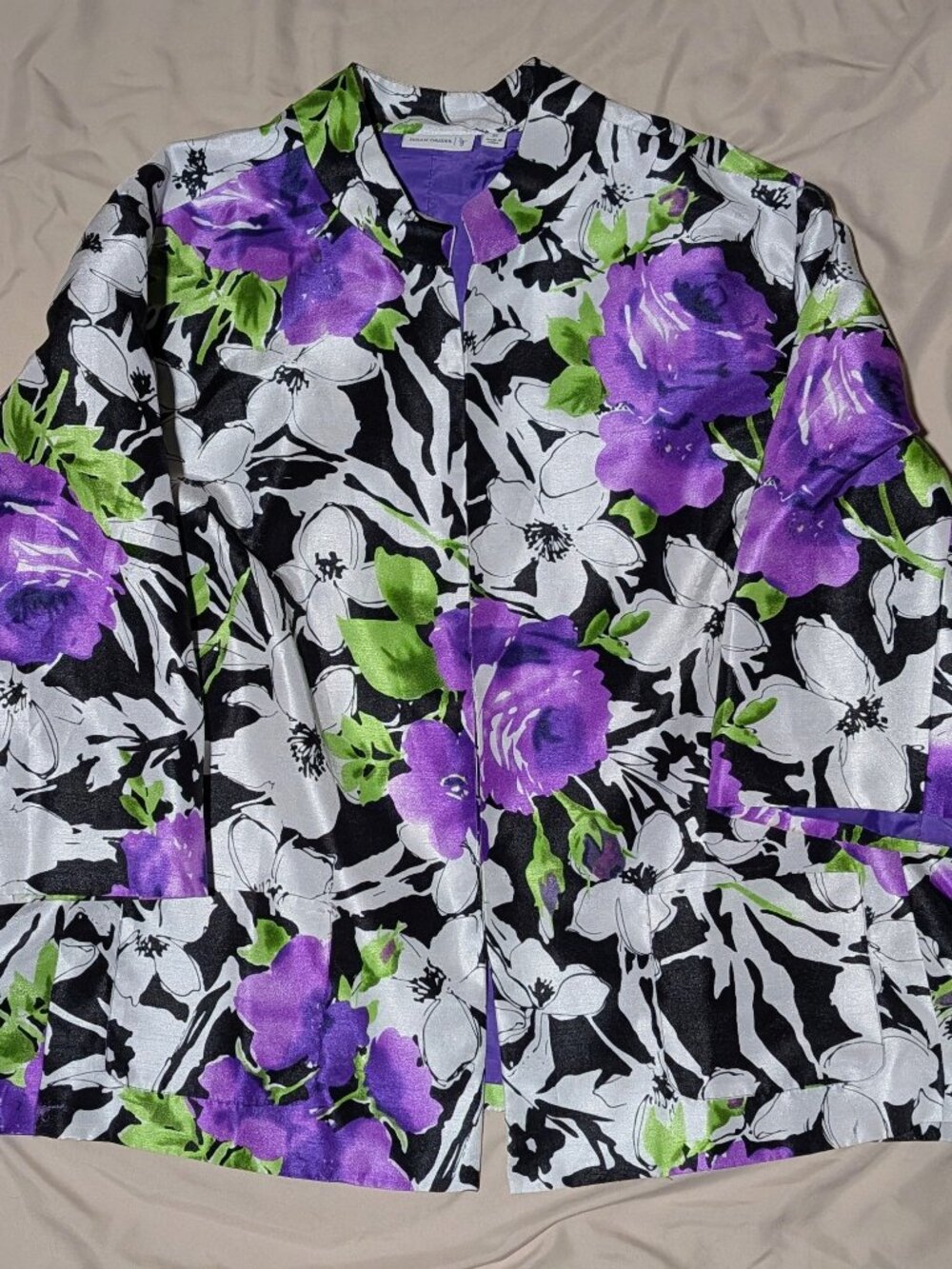 Y2K Women's Jacket (Plus Size 3X) Floral Maximalist Purple